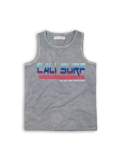 Szara bluzka na ramiączka z napisem "Cali surf"