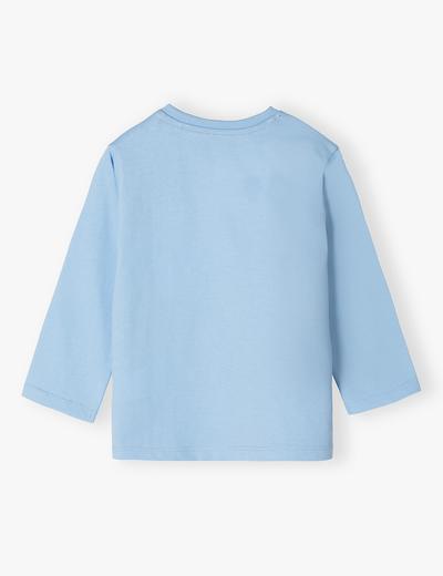 Bawełniana bluzka niemowlęca dla chłopca z nadrukiem - niebieska