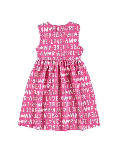 Różowa sukienka dziewczęca w napisy