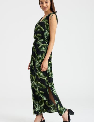 Długa sukienka damska z motywem roślinnym