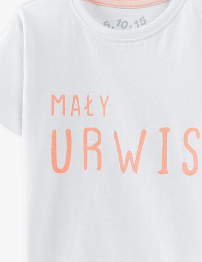 T-shirt niemowlęcy biały z napisem- Mały Urwis