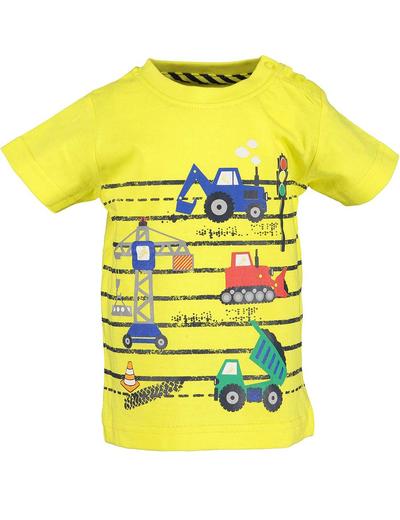 Koszulka chłopięca żółta z pojazdami budowlanymi