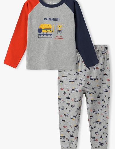 Bawełniana dwuczęściowa piżama chłopięca z napisem Winner - szara