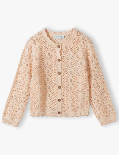 Ażurowy sweter dla dziewczynki - ecru