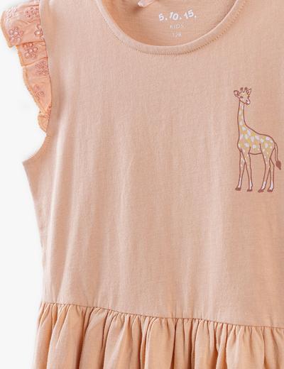 Sukienka bawełniana z żyrafą - różowa