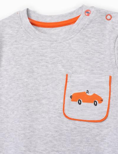 Szara bluzka niemowlęca z samochodzikiem