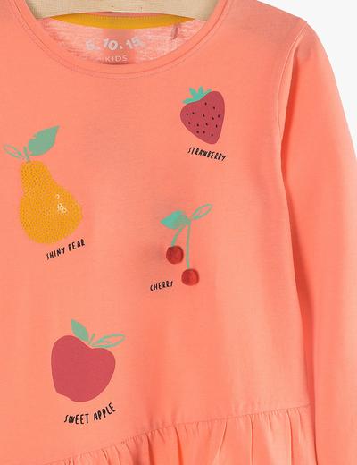 Bluzka dziewczęca bawełniana, pomarańczowa -Owoce