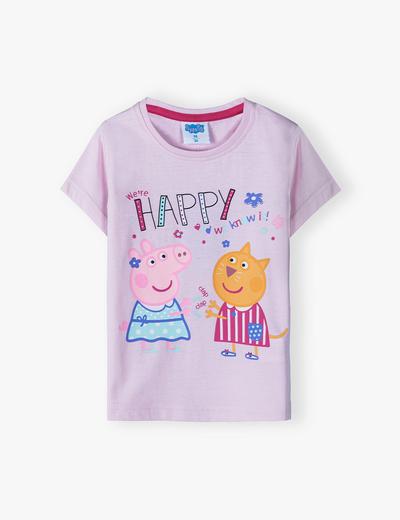 Bawełniany t-shirt dziewczęcy Świnka Peppa - różowa