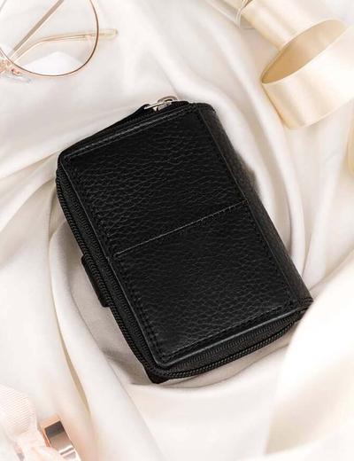 Skórzana listonoszka damska czarna w zestawie z portfelem - Peterson