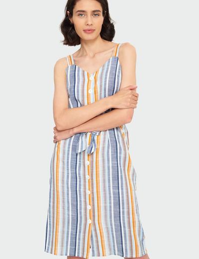 Wiskozowa sukienka w paski na ramiączkach- kolekcja letnia