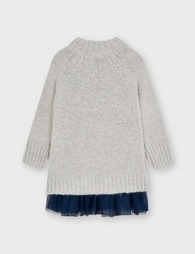Komplet dziewczęcy - sukienka i szary sweter z ozdobną aplikacją