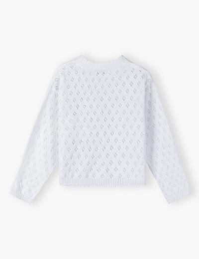 Dzianinowy sweter dziewczęcy - biały