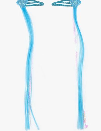Spinki do włosów -Muszelki z przedłużanymi niebieskimi włosami