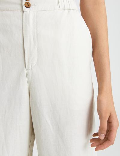 Lniane Spodnie klasyczne damskie białe