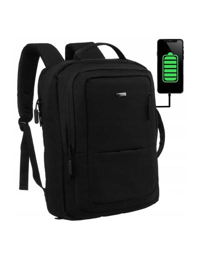Plecak podróżny czarny z miejscem na laptopa i portem USB