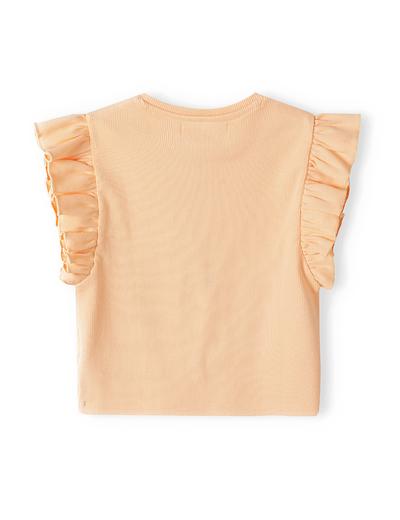 Dziewczęca bluzka z krótkim rękawem i falbanką- pomarańczowa