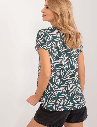 Letnia bluzka damska z nadrukiem ciemno-zielona