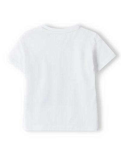 Biały t-shirt z bawełny dla dziewczynki z nadrukiem pieska