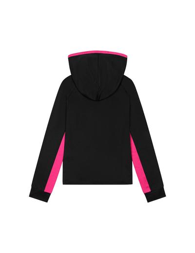 Czarna sportowa bluza dziewczęca z różowymi elementami