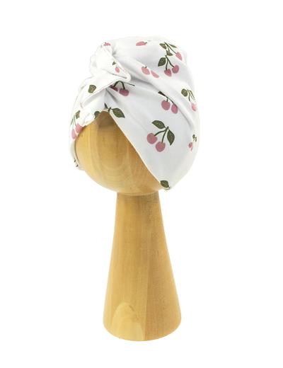 Czapka dziewczęca typu turban w wisienki