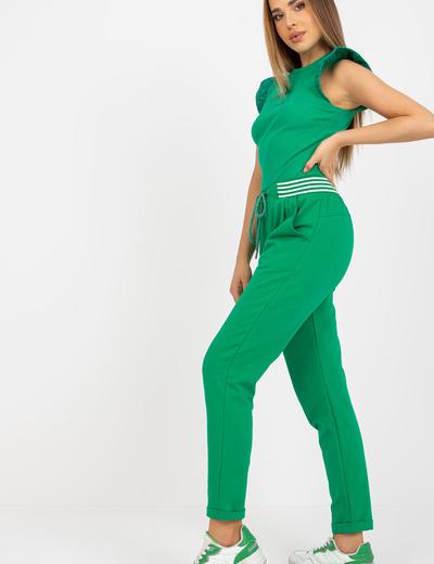 Zielone dresowe spodnie basic z bawełny RUE PARIS