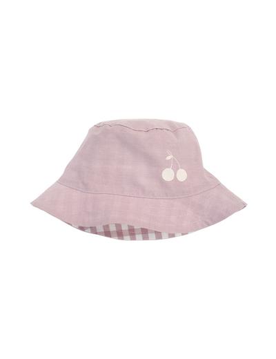 Dwustronny kapelusz z tkaniny bawełnianej w kolorze różowym
