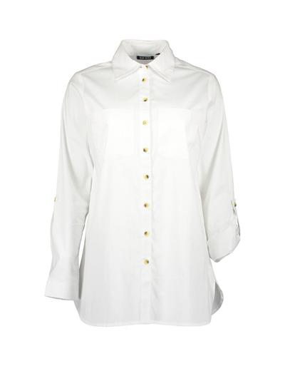 Dzianinowa koszula damska  - biała