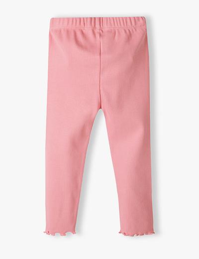 Różowe legginsy dla dziewczynki prążkowane