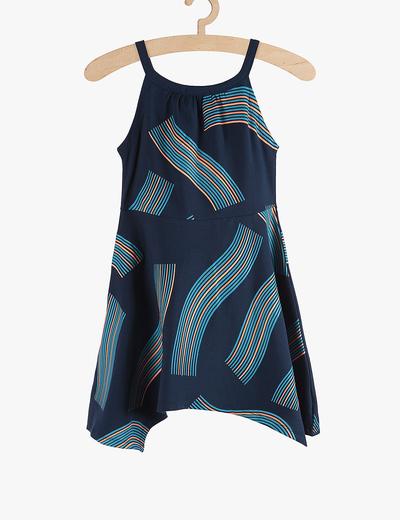Sukienka na lato- granatowa w geometryczne wzory
