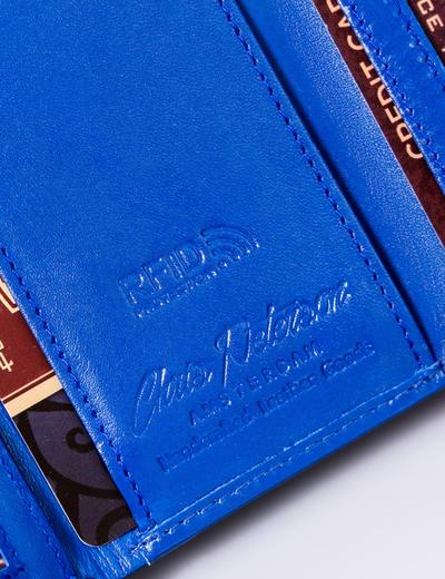 Mały, skórzany portfel damski z systemem RFID Protect Peterson- niebieski