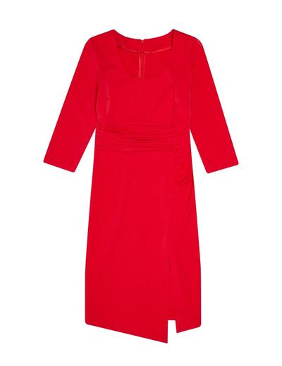 Czerwona sukienka damska z marszczeniem