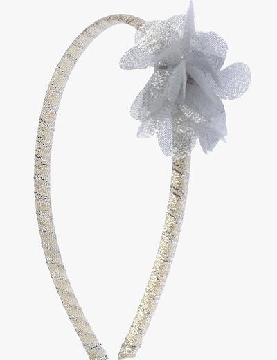 Opaska do włosów- srebrna z kwiatkiem