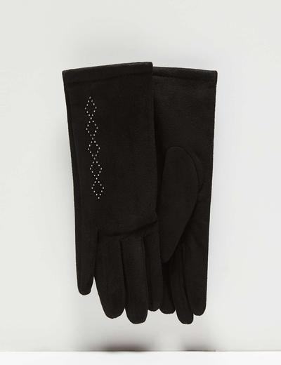 Moodo rękawiczki damskie z ozdobną aplikacją