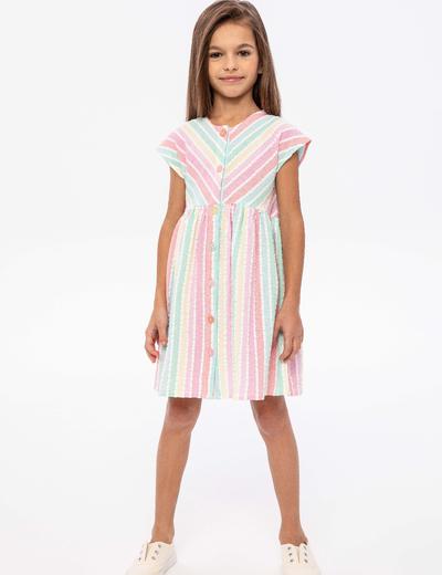 Bawełniana sukienka dziewczęca w kolorowe paski