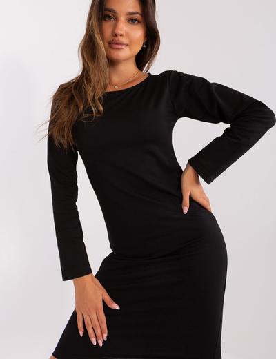 Czarna prosta sukienka damska dresowa z suwakiem