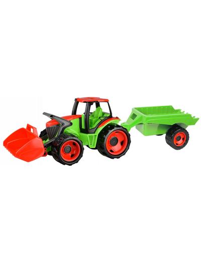 Pojazd Traktor z łyżką i przyczepą czerwono-zielony