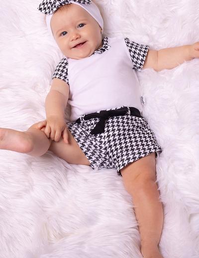 Spodenki bawełniane niemowlęce dla dziewczynki czarno-białe