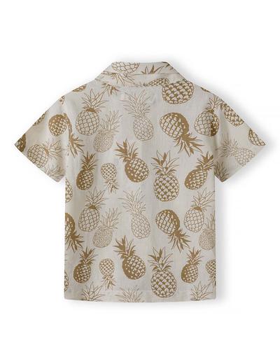 Lniana koszula chłopięca z krótkim rękawem- ananasy