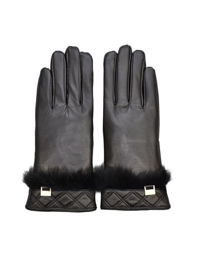 Rękawiczki damskie skórzane antybakteryjne - czarne