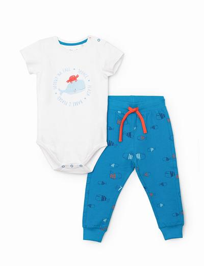 Komplet niemowlęcy- body i spodnie dresowe z wielorybem