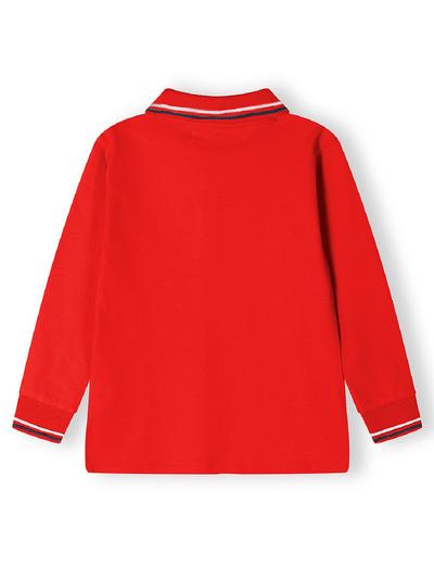 Czerwona bluzka polo chłopięca z długim rękawem