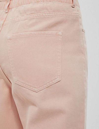 Bawełniane spodnie jeansowe damskie różowe