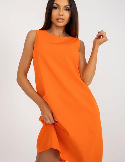 Pomarańczowa prosta sukienka koktajlowa OCH BELLA