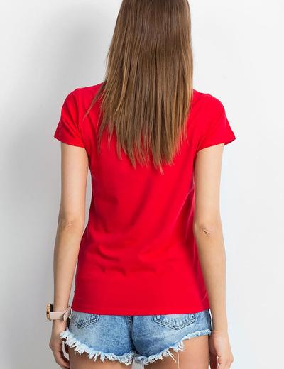 T-shirt damski w serek - czerwony
