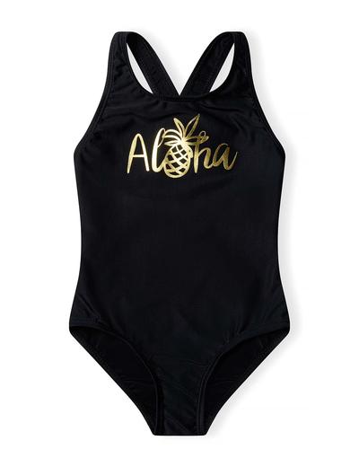 Jednoczęściowy czarny kostium kąpielowy- Aloha