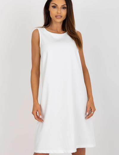 Biała sukienka koktajlowa z okrągłym dekoltem OCH BELLA