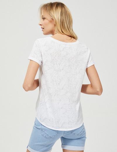 Biały t-shirt  damski na krótki rękaw z wiązaniem