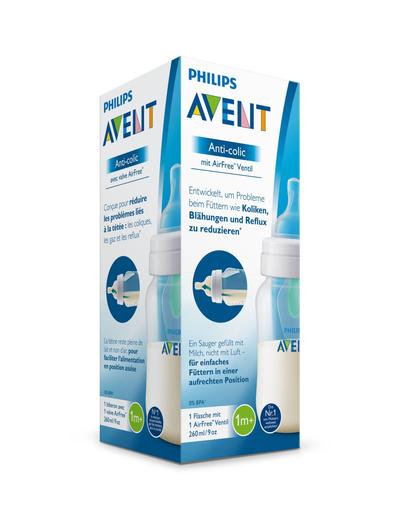 Butelka Avent  Anti-colic 260 ml z nakładką antykolkową AirFree™ 1msc+