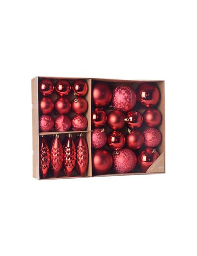 Bombki świąteczne plastikowe 31 sztuki  czerwone
