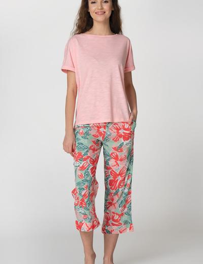 Dwuczęściowa piżama damska z motywem hibiskusa